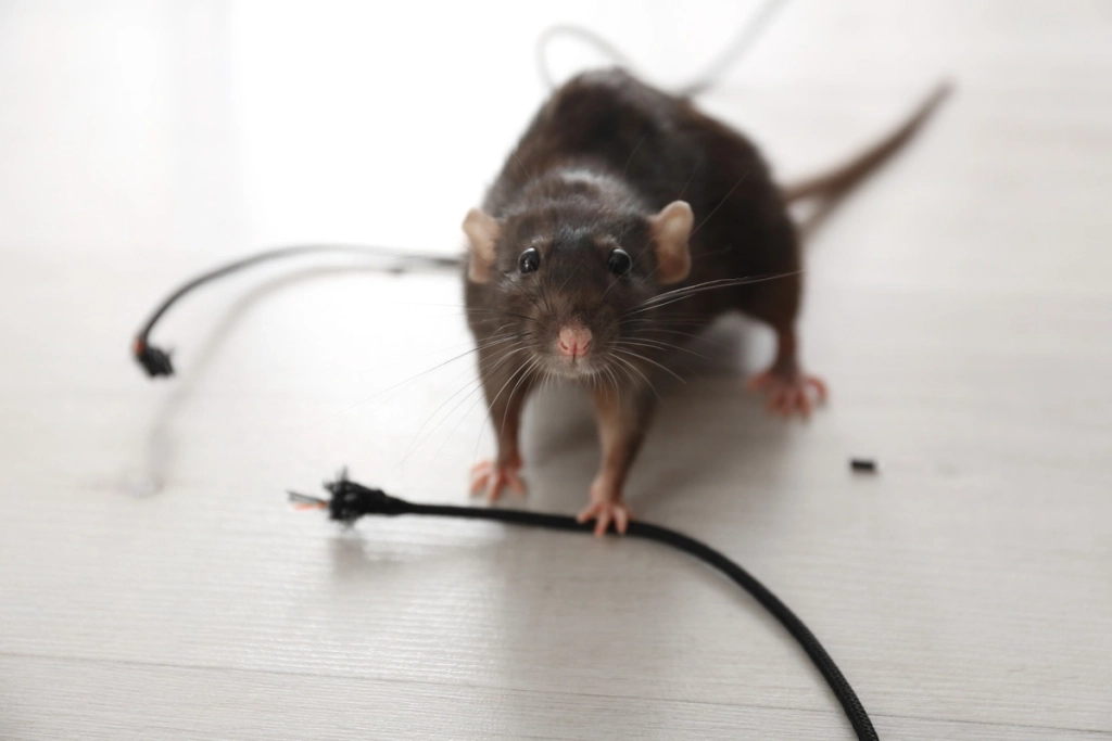 rat mangeant un câble électrique